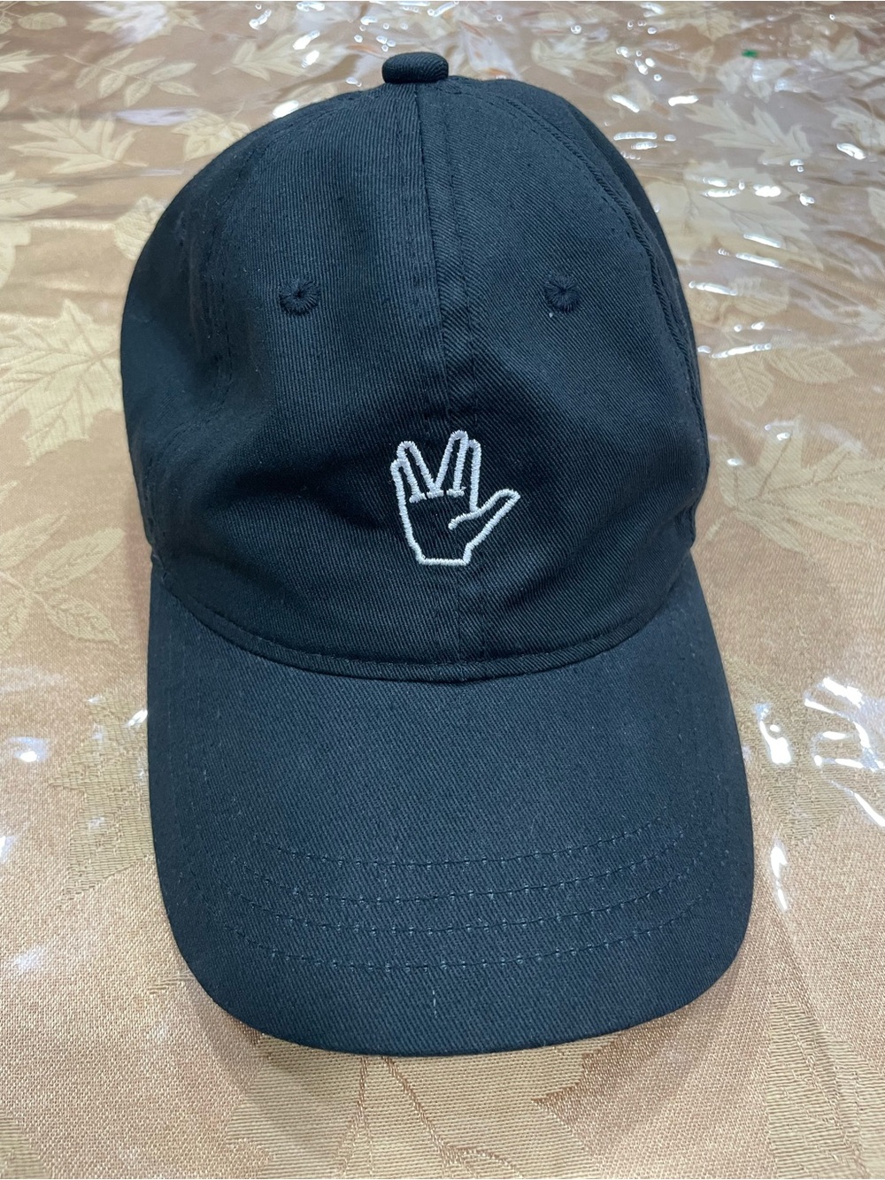 “Live Long and Prosper” Black Embroidered Vulcan Salute Genentech Baseball Cap